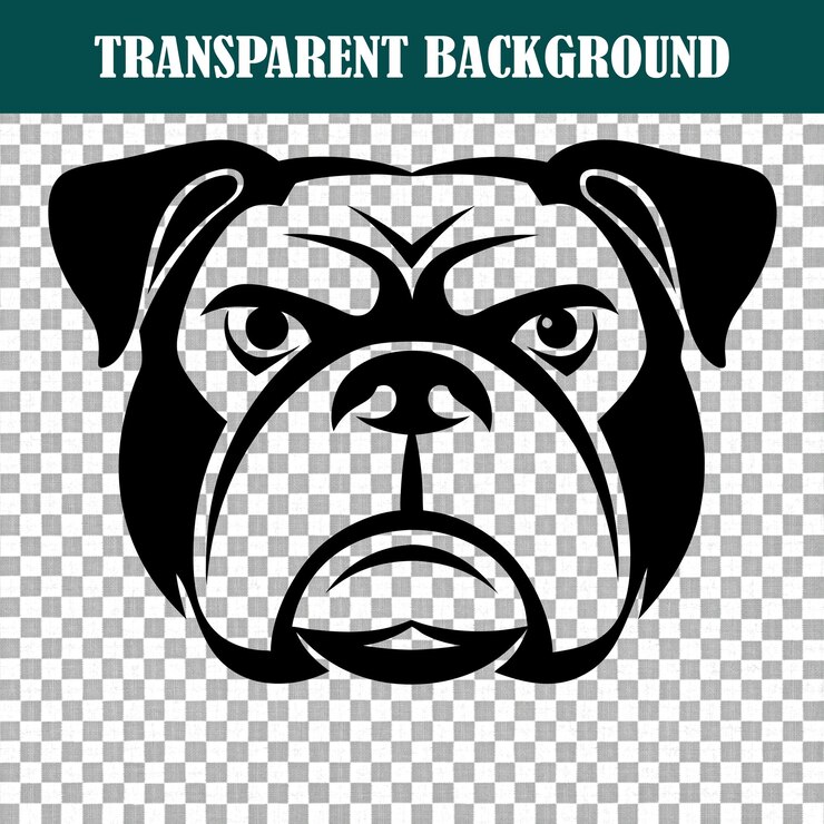 PSD logo elegante a testa di cane in bianco e nero con sfondo trasparente