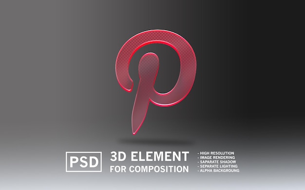Le logo de l'élément de rendu 3D Glas Sosmed Pinterest