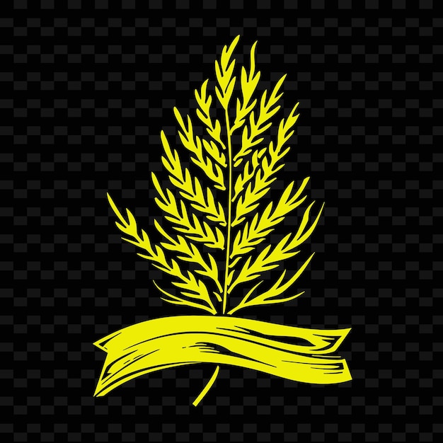 PSD logo de l'emblème fennel frond avec bannière décorative et collections de design vectoriel d'herbes de la nature botanica