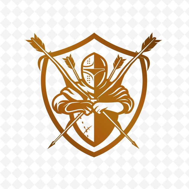 PSD logo de l'emblème de la guilde des archers médiévaux avec arbalète et boulon pour des conceptions vectorielles tribales créatives