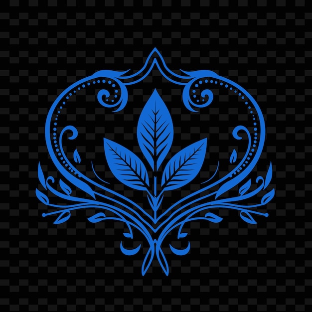 PSD logo de la feuille de sauge avec bordure décorative et défilement collections de conception vectorielle d'herbes naturelles