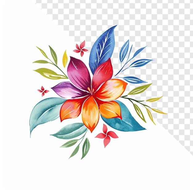 Logo florale in acquerello a grassetto su sfondo trasparente