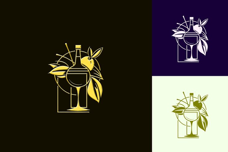 PSD logo guava daiquiri con una guava e una bottiglia di rum art deco l png tropical inspired drink designs