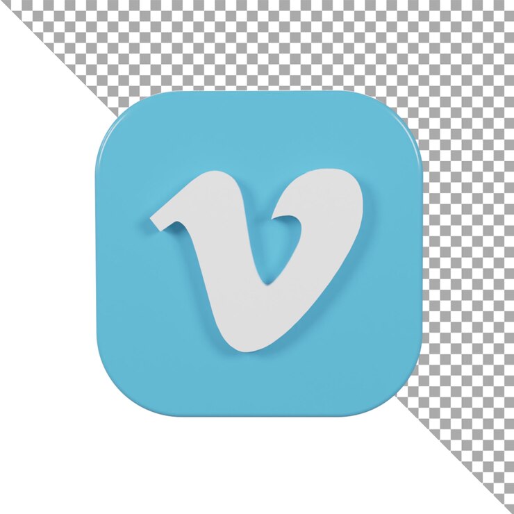 PSD logo icona 3d vimeo minimalista