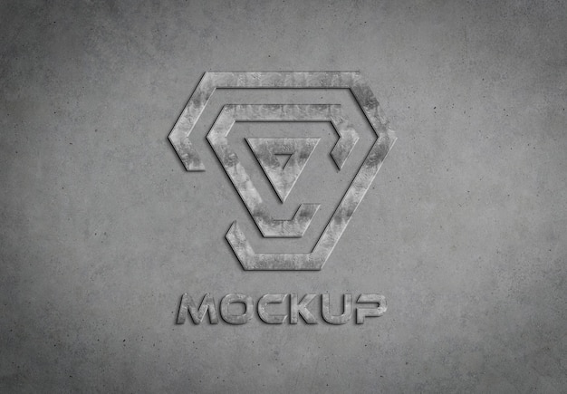 Logo in metallo 3D sul muro di cemento Mockup