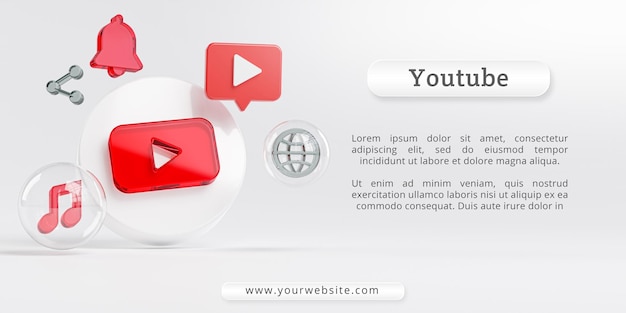 Logo in vetro acrilico di Youtube e icone dei social media
