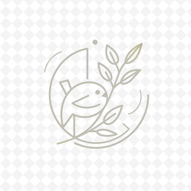 PSD logo d'insigne de cresson avec des formes géométriques et des collections de design vectoriel d'herbes naturelles de raisin d'oiseau