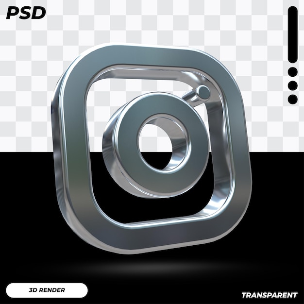 Logo de instagram 3d con color metalizado