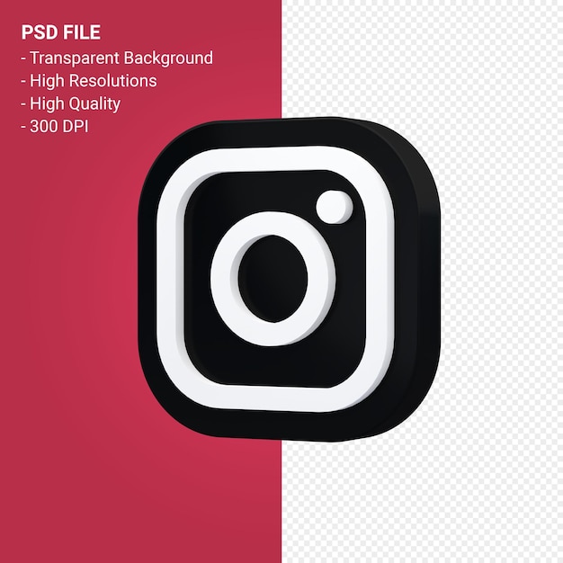 PSD logo instagram en rendu 3d isolé