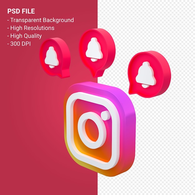 Logo Instagram En Rendu 3d Isolé