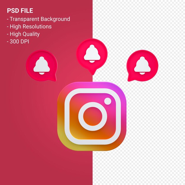 PSD logo instagram en rendu 3d isolé