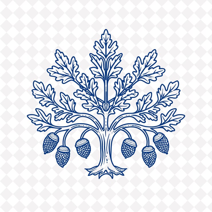 PSD logo intricato della cresta dell'albero di quercia con decorativa corona di alloro disegni vettoriali creativi di piante