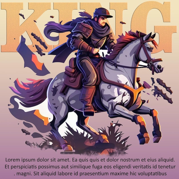 PSD logo de jeu de mascotte de cheval de chevalier guerrier du moyen âge psd