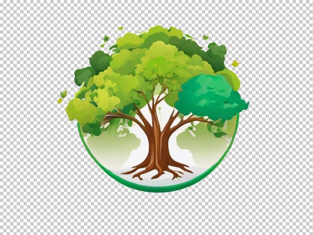 PSD logo de la journée de la terre psd avec des arbres et des feuilles png sur un fond transparent