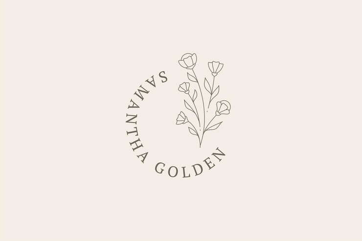 PSD logo de ligne d'affaires en cercle de beurre naturel mignon et élégant avec une place pour le texte
