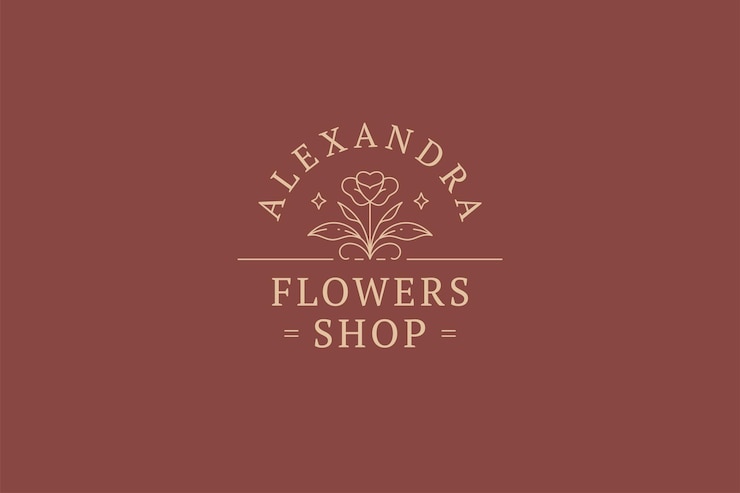 PSD logo de la ligne de conception décorative de fleurs sauvages naturelles et organiques de printemps