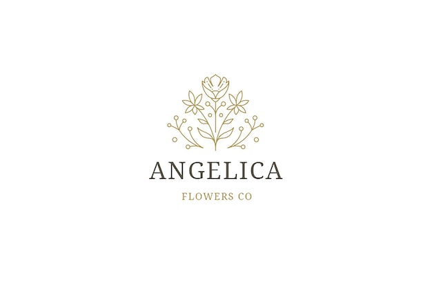Logo de ligne minimale de fleurs organiques élégantes pour le modèle de conception de soins cosmétiques naturels de la peau