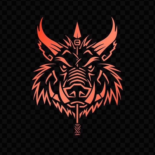 Le Logo D'un Lion Avec Une Crinière Rouge Sur La Tête