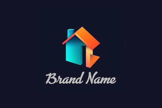 Logo de la maison 3D_Logo immobilier Design_construction logo_house logo_house Logo_logo immobilier