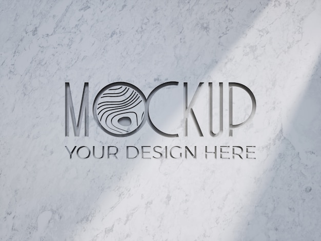 Logo sur une maquette de mur en marbre