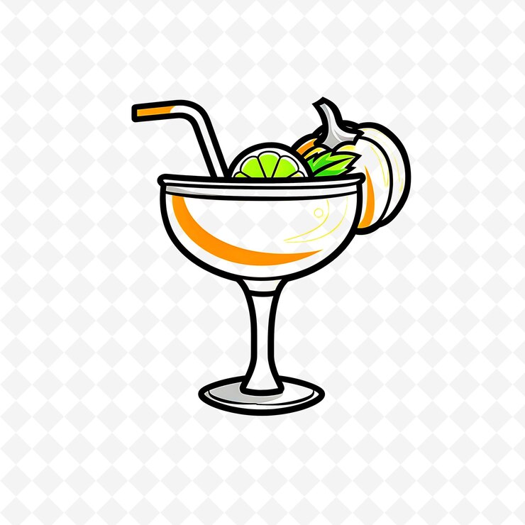 PSD logo de margarita à la citrouille avec une citrouille et un design de logo de citrouille inspiré des boissons tropicales de png