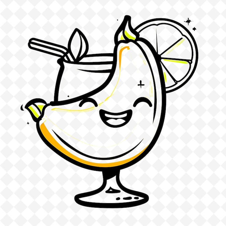 PSD logo de la margarita à la courge aux spaghettis avec une boisson d'inspiration tropicale png
