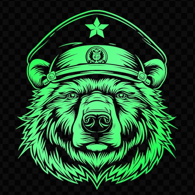 Le Logo De La Mascotte De L'ours Avec Le Chapeau Russe Ushanka Et Le T-shirt Vectoriel Psd Tattoo Ink Art