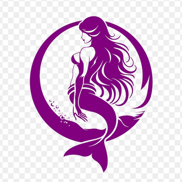 Logo De La Mascotte De La Sirène Mystique Avec Une Queue Et Une Coquille Designe Psd T-shirt Vectoriel Tatouage à L'encre
