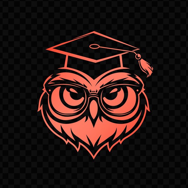 Logo De La Mascotte Wise Owl Avec Une Casquette De Remise Des Diplômes Et Des Lunettes Desig Psd T-shirt Vectoriel Art De L'encre De Tatouage