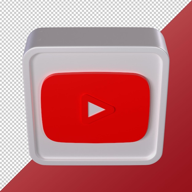 Logo de médias sociaux 3D transparent Youtube en forme de carré arrondi