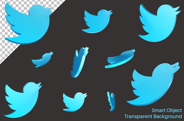 Logo De Médias Sociaux Twitter Volant Dans Un Style 3d