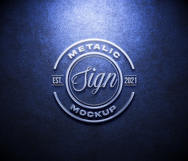 Logo En Métal Sur Maquette En Cuir