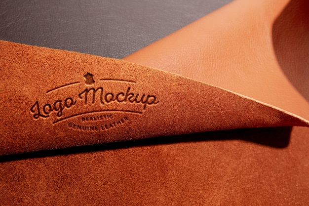 Logo-Mock-up-Effekt auf Ledermaterial