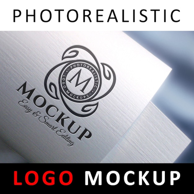 Logo Mock up - Letterpress logo negro en el papel