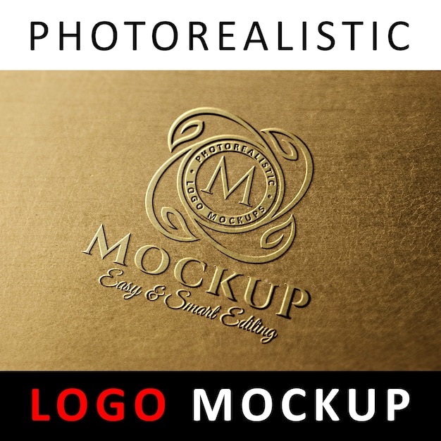 PSD logo mock up - logotipo de cobre moldeado