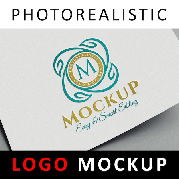 Logo Mock up - Logotipo de color en papel blanco