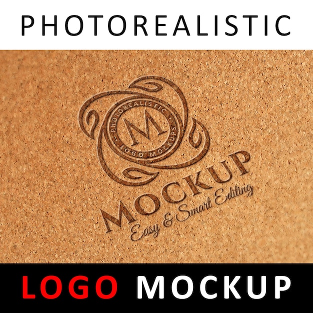 Logo mock up - logotipo de corte por láser en material de corcho