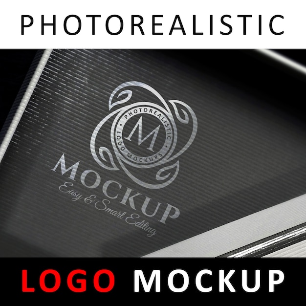 Logo mock up - logotipo metálico prateado