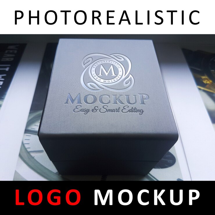 Logo Mock up - logotipo moldado na caixa de plástico