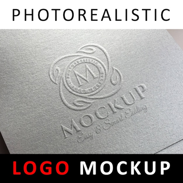 PSD logo mock up - logotipo en relieve en papel