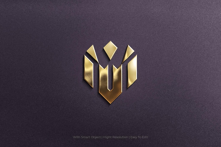 Logo mockup 3D con texture dorata