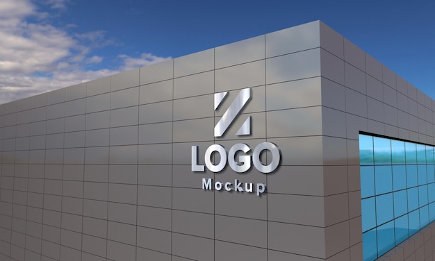 Logo Mockup 3D segno nero edificio 3d rendering