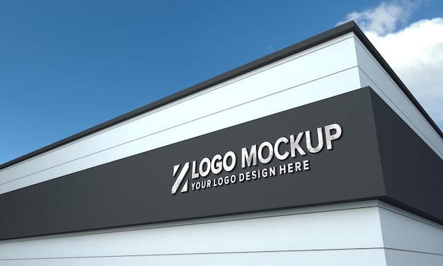 Logo Mockup 3D Sign Black façade Building 3d Rendered