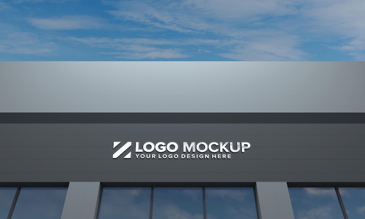 Logo Mockup 3D Sign Building 3d Rendered