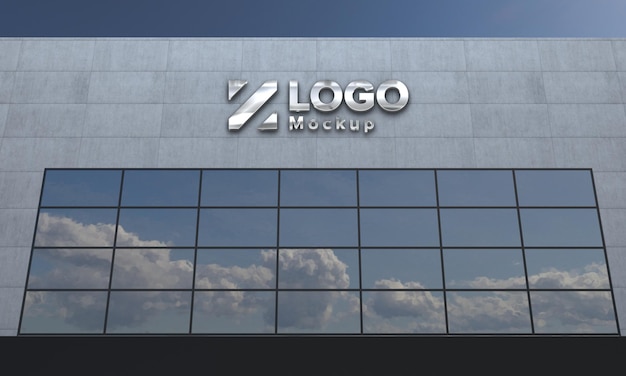 Logo mockup 3d sign building 3d renderizado