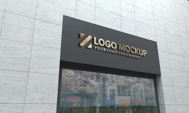 Logo mockup 3d sign building 3d renderizado