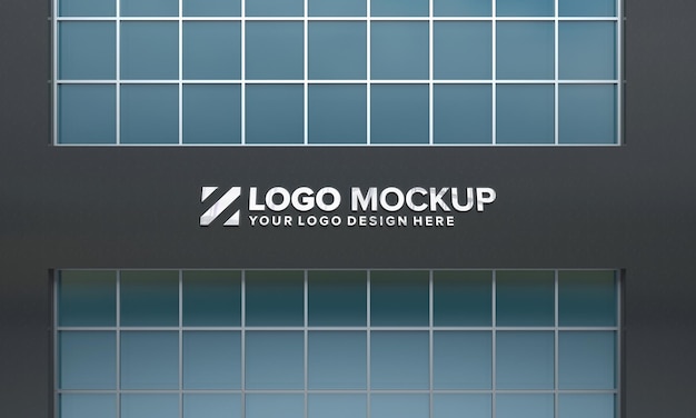 Logo Mockup 3D Sign Building 3D Renderizado