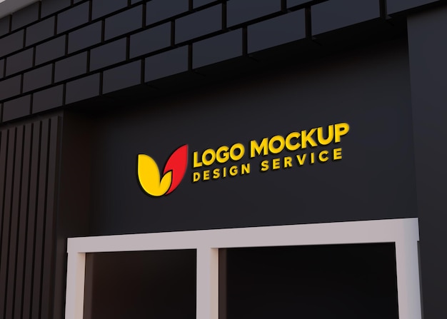 Logo mockup auf holzwand