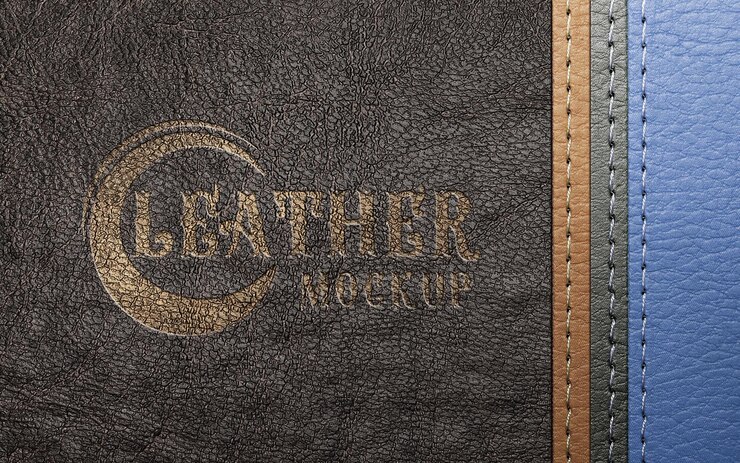 PSD logo-mockup auf ledertextur eingraviert