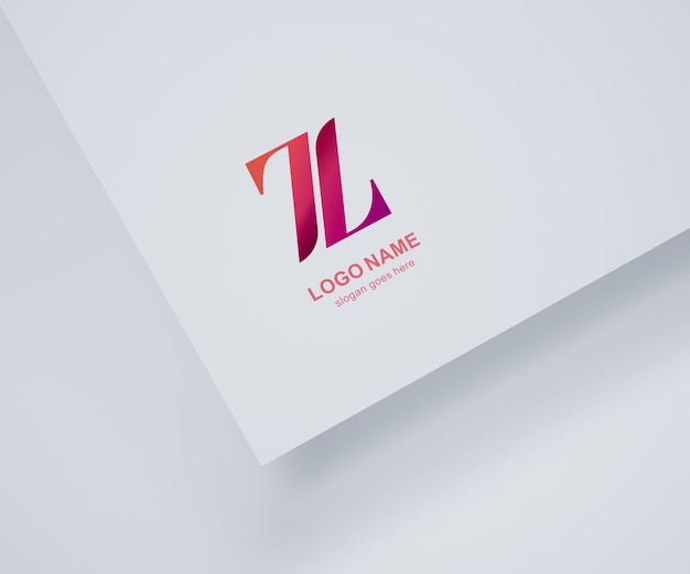 PSD logo-mockup auf weißem papier und weißem hintergrund